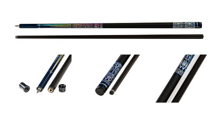 Кий / пул 2-pc "Winner Carbon - 001" (черно-синий) оплетка натуральная кожа