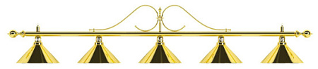 Лампа на пять плафонов "Classic" (витая золотистая штанга, золотистый плафон D35см)